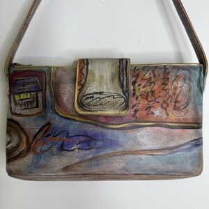 NEW Jane Yoo Leather Vintage Shoulder Bag 11”x6”